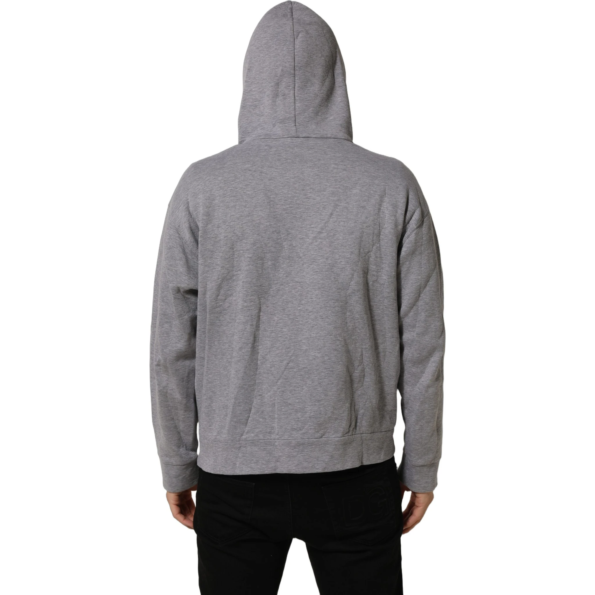Gray Cotton Logo Hooded Sweatshirt Sweater