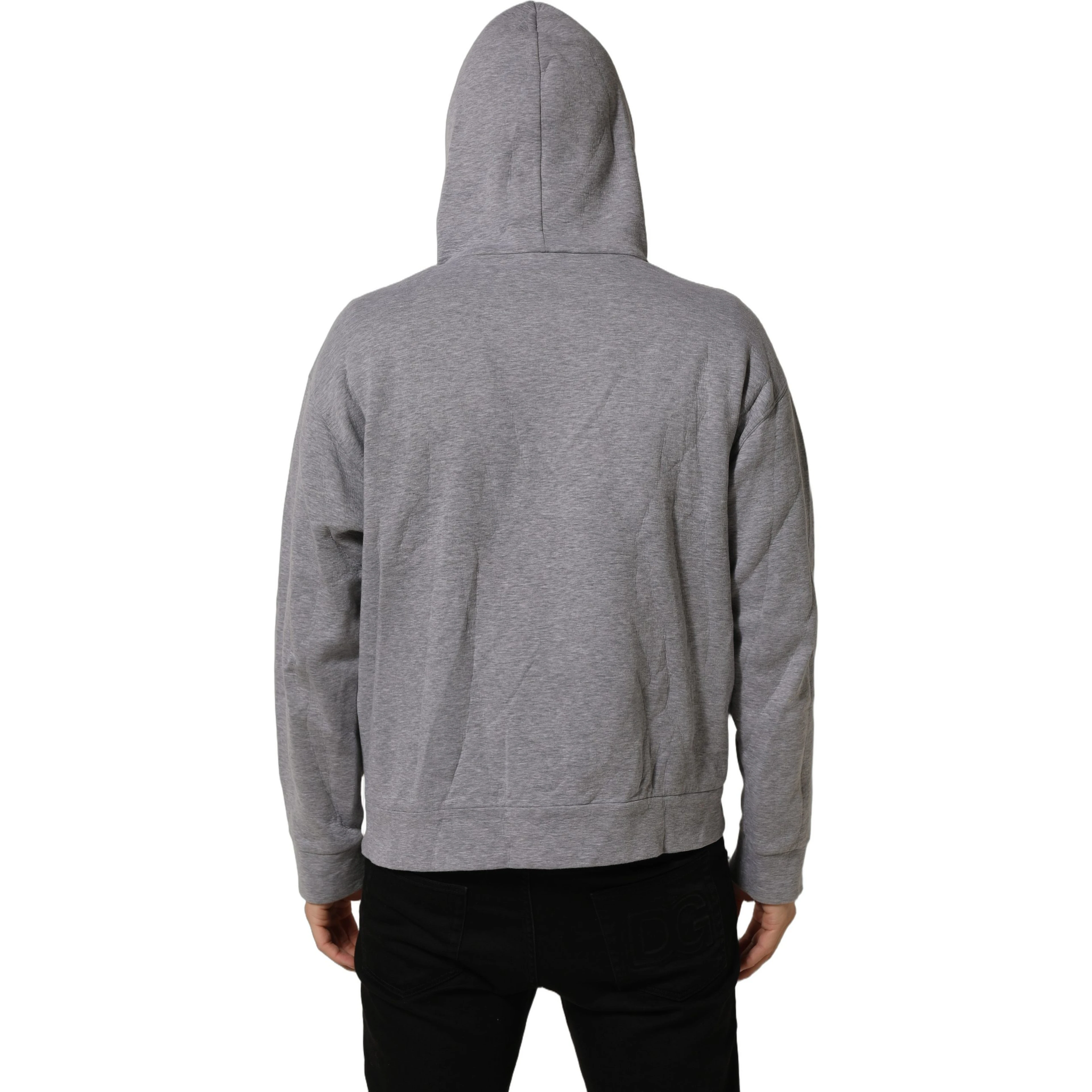 Gray Cotton Logo Hooded Sweatshirt Sweater