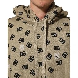 Brown Cotton Logo Hooded Sweatshirt Sweater
