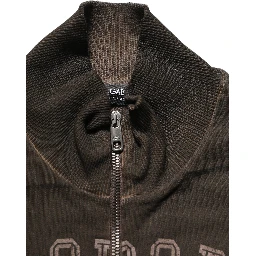Brown Logo Print Full Zip Sweatshirt Sweater