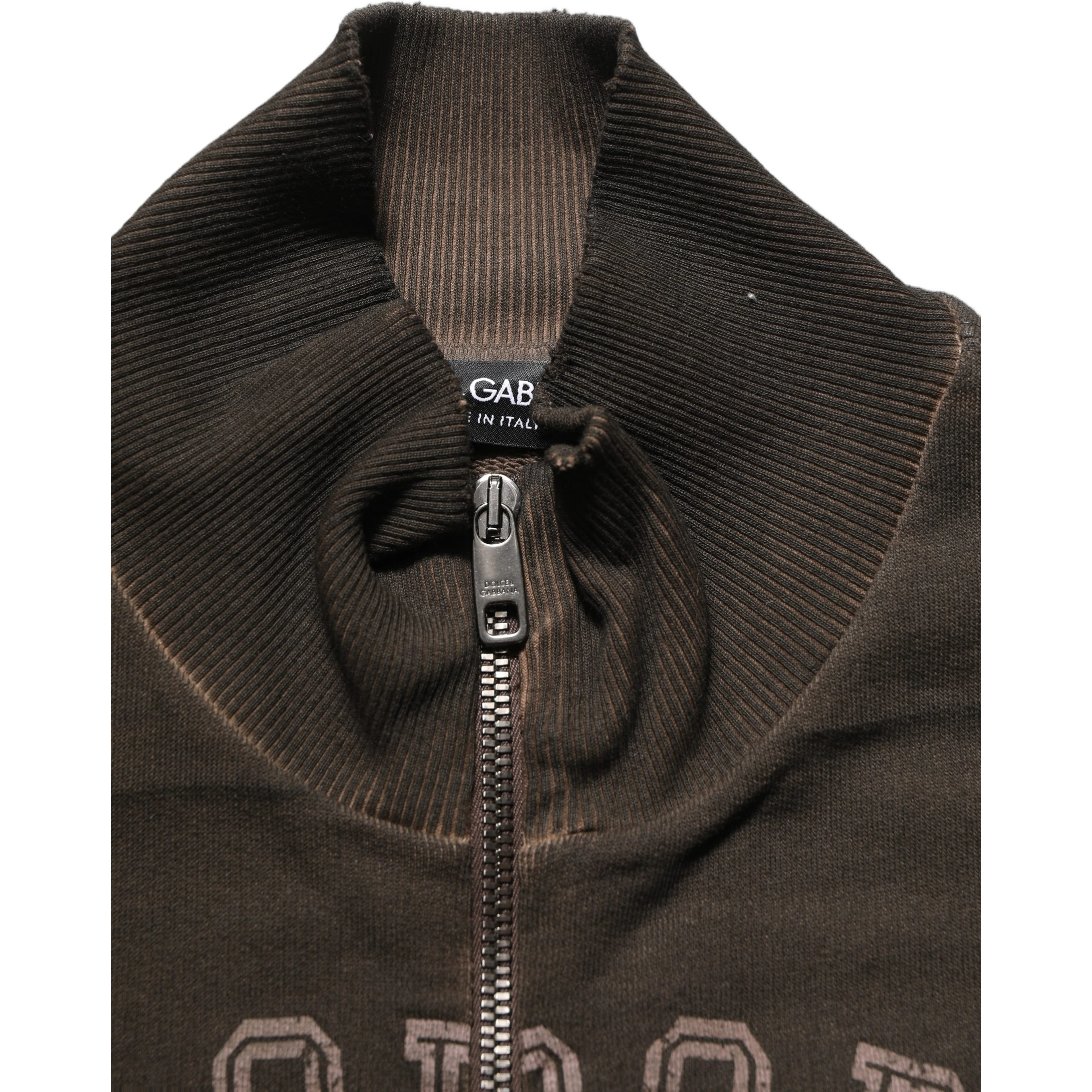 Brown Logo Print Full Zip Sweatshirt Sweater