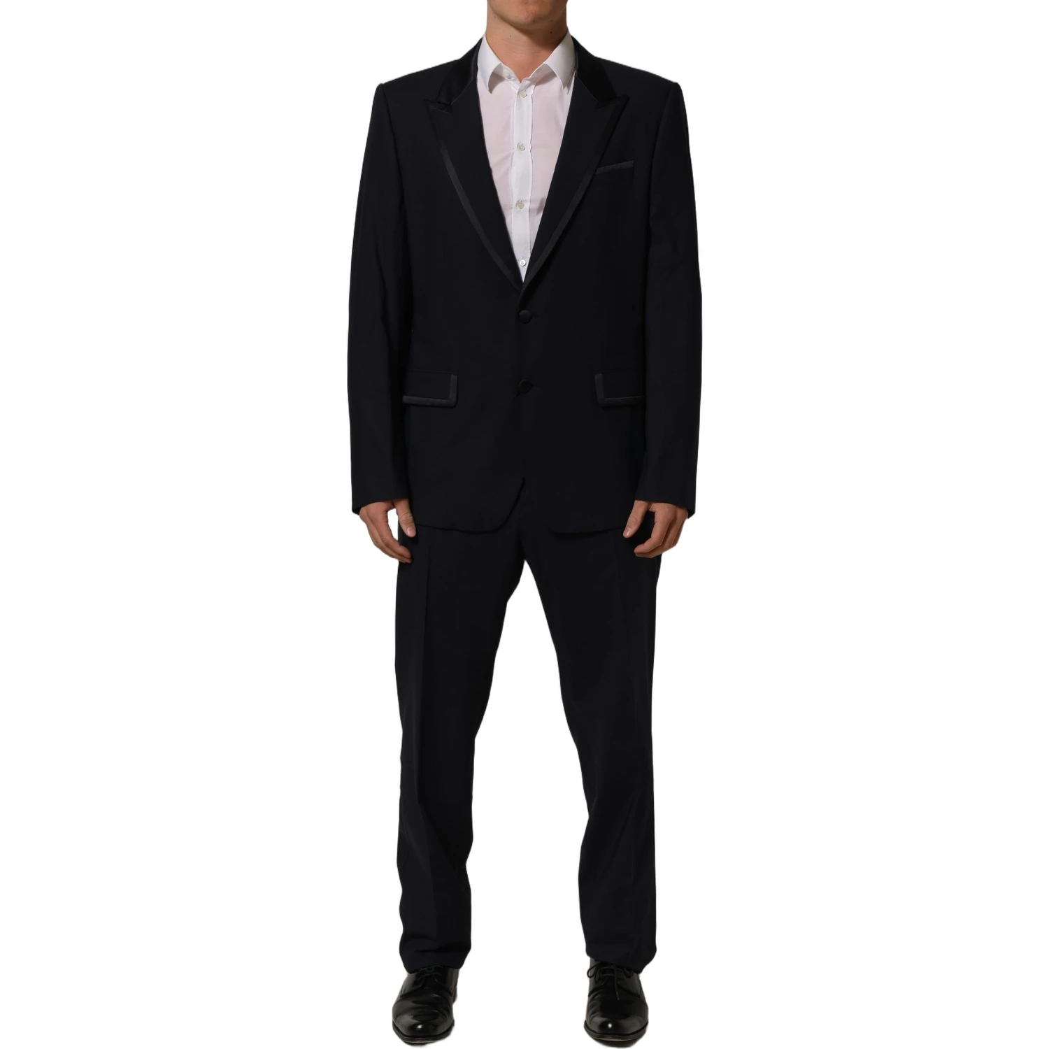 Dark Blue Single Breasted 2 Piece Men Suit