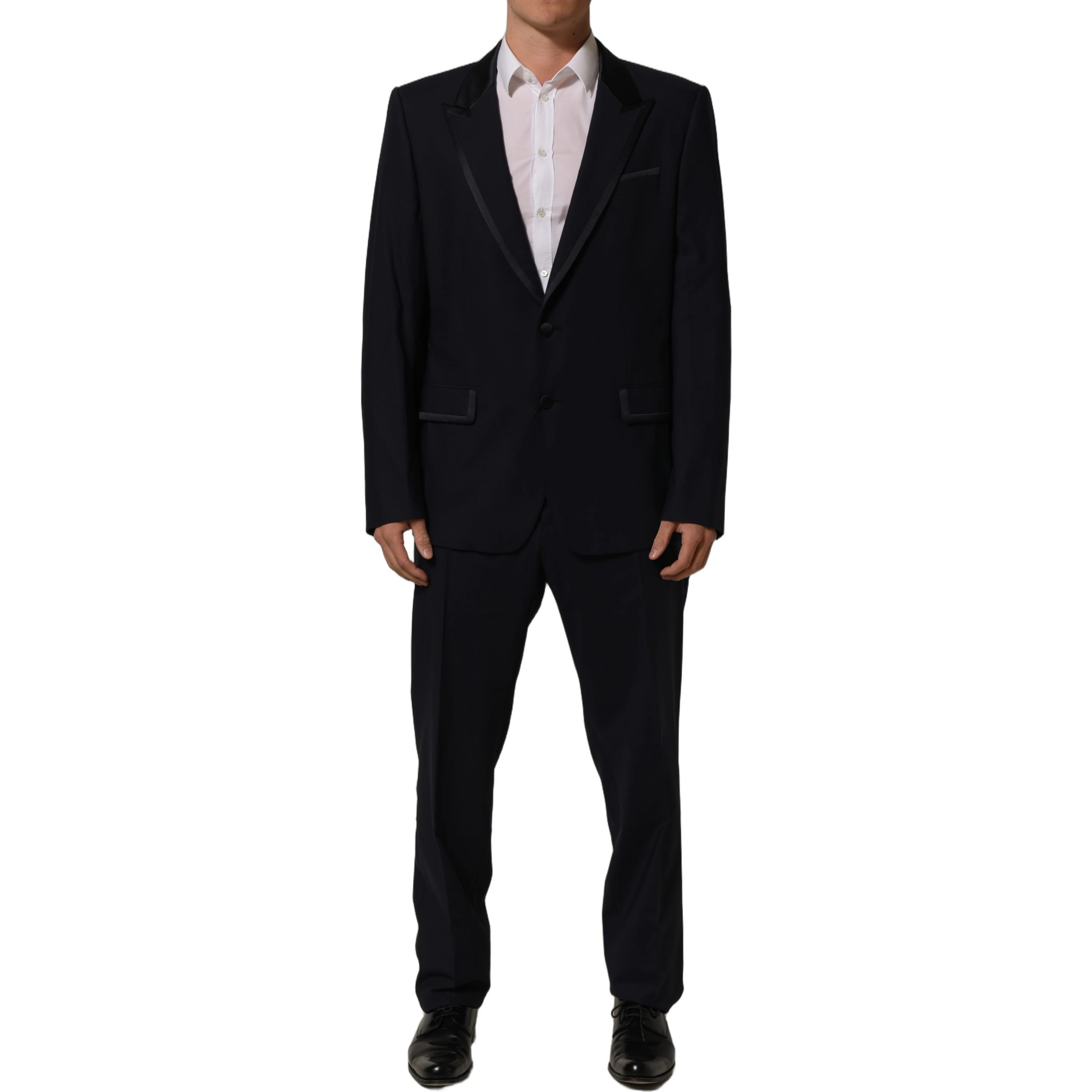 Dark Blue Single Breasted 2 Piece Men Suit