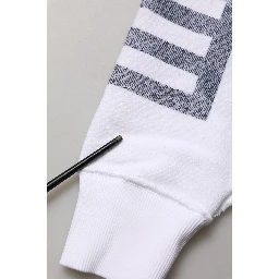 White Blue Stripe Hooded Sweatshirt Sweater