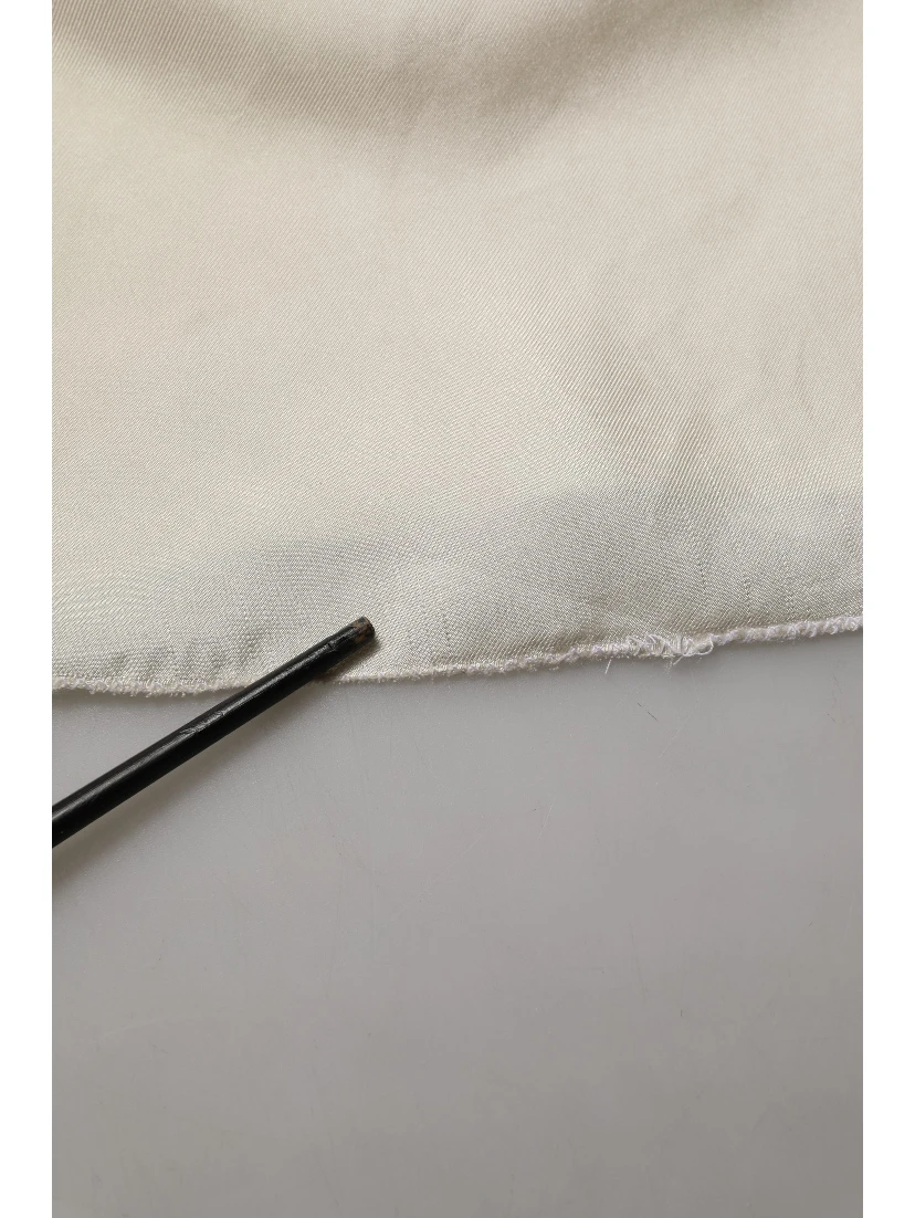 Off White Silk Straight Wide Leg Trouser Pants