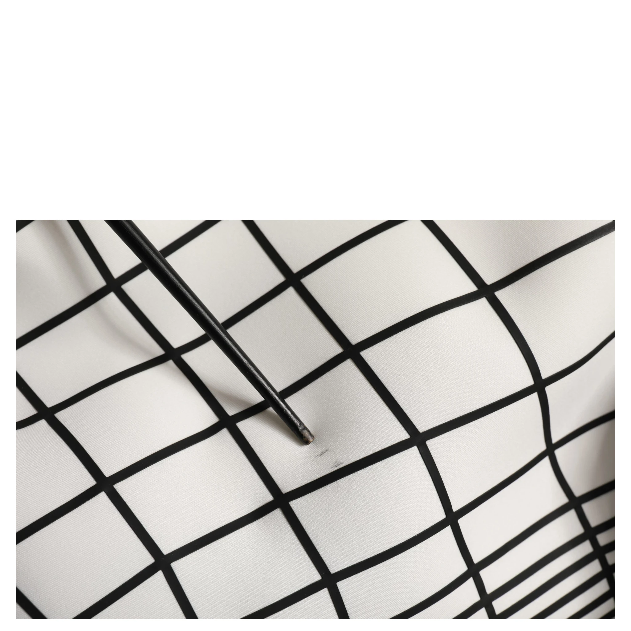White Black WarpGrid Pattern Hoodie Sweater