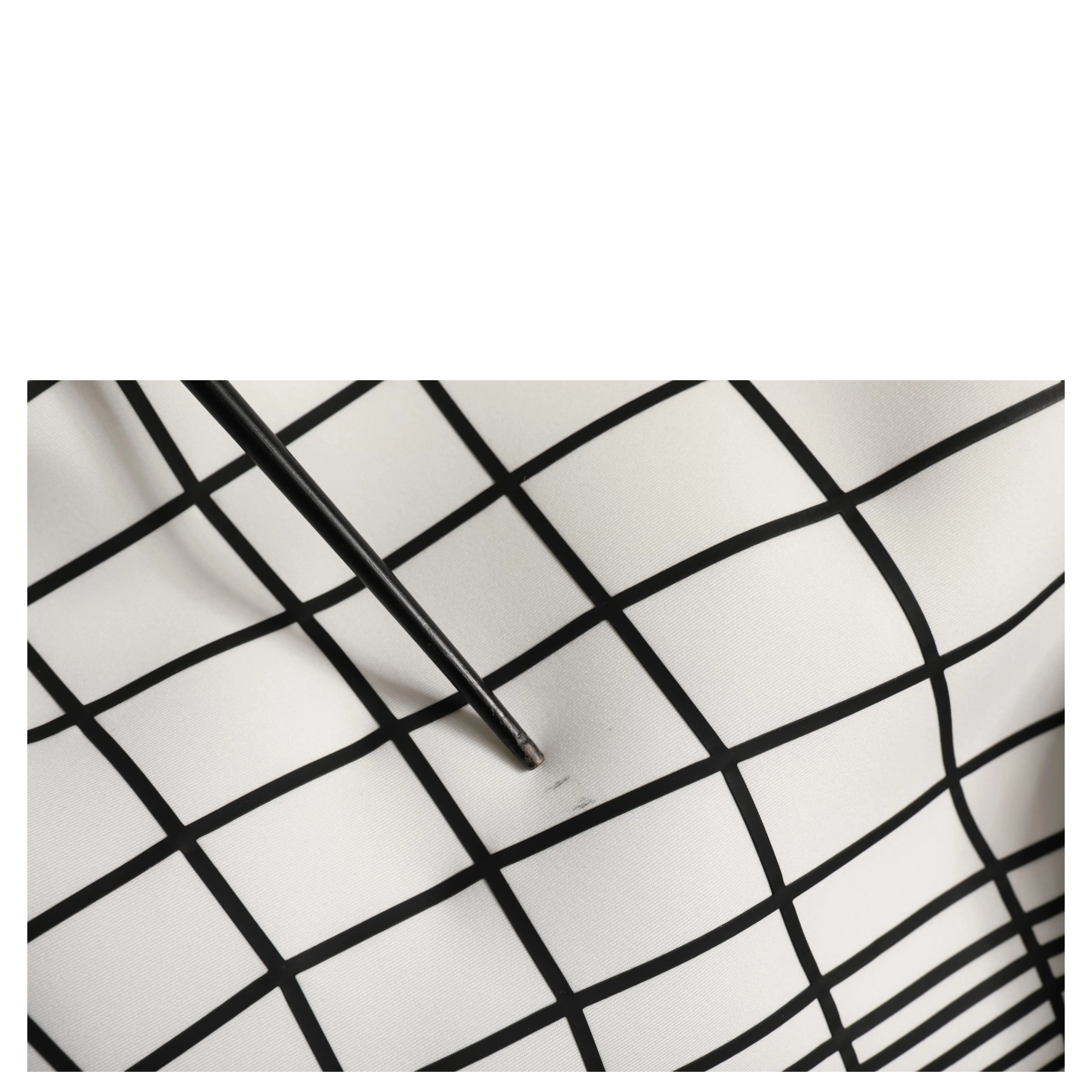 White Black WarpGrid Pattern Hoodie Sweater