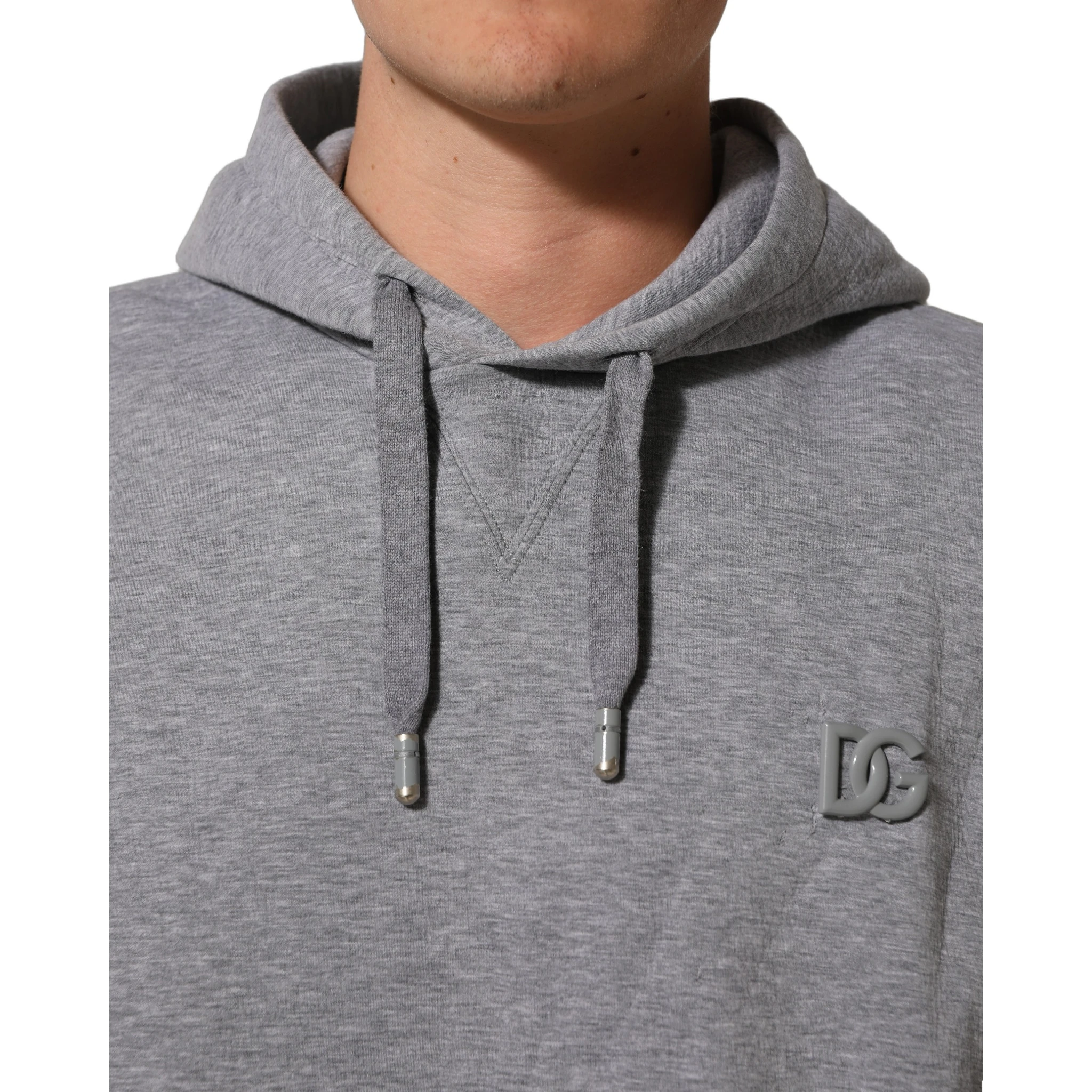 Gray Cotton Logo Hooded Sweatshirt Sweater