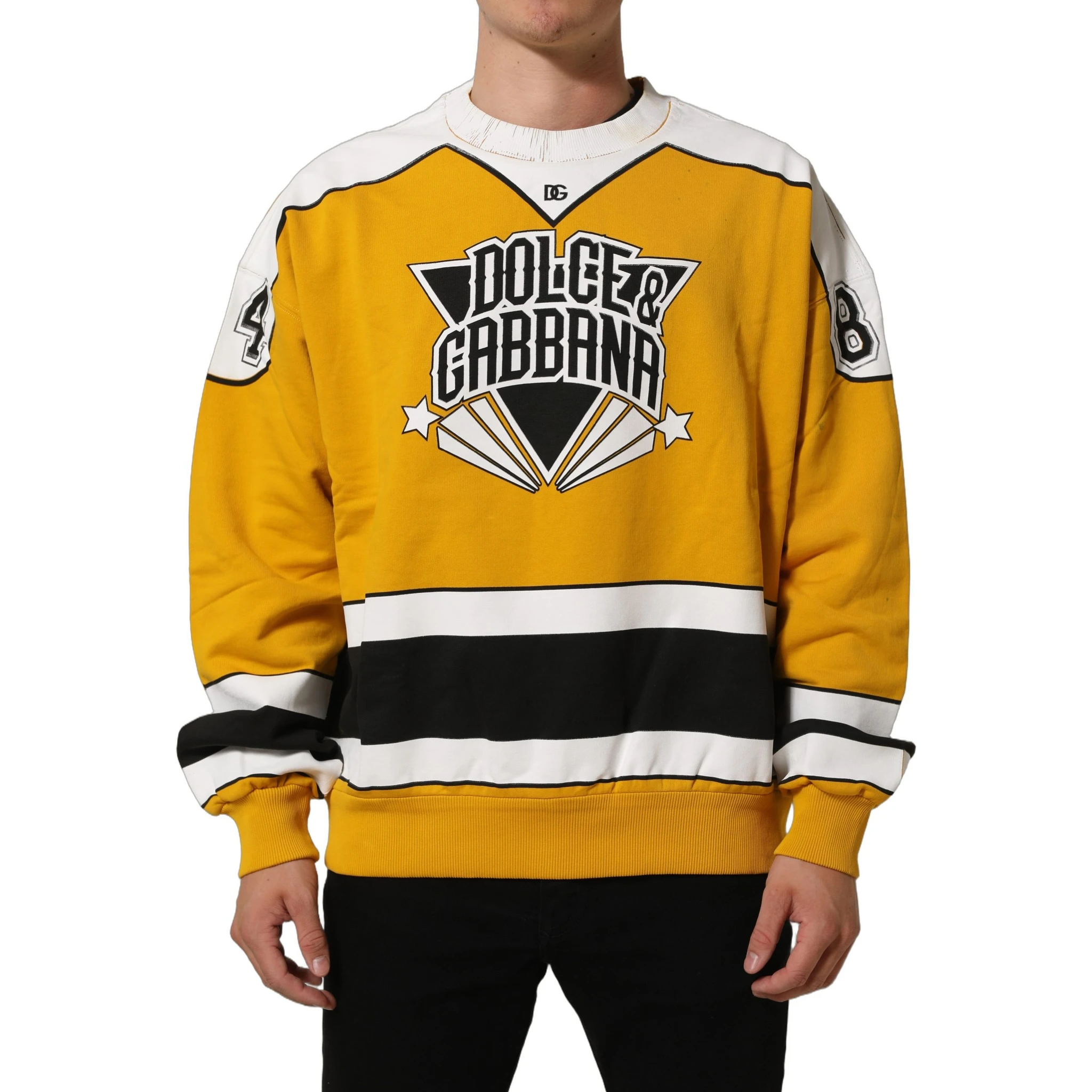 Yellow Crew Neck Jersey Sweatshirt Sweater
