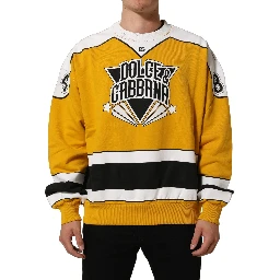 Yellow Crew Neck Jersey Sweatshirt Sweater