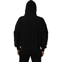 Black Cotton Milano1984 Print Hoodie Sweater