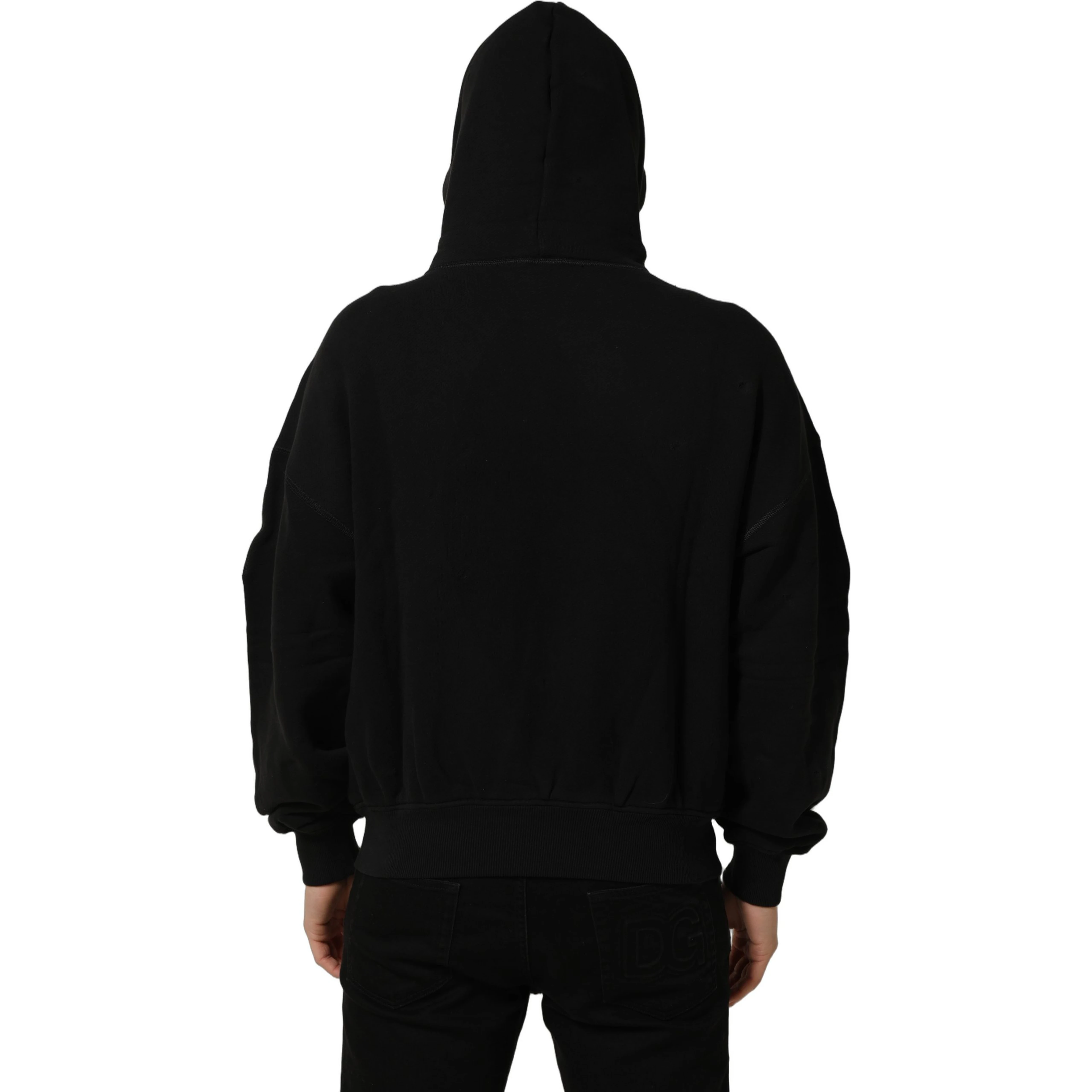 Black Cotton Milano1984 Print Hoodie Sweater