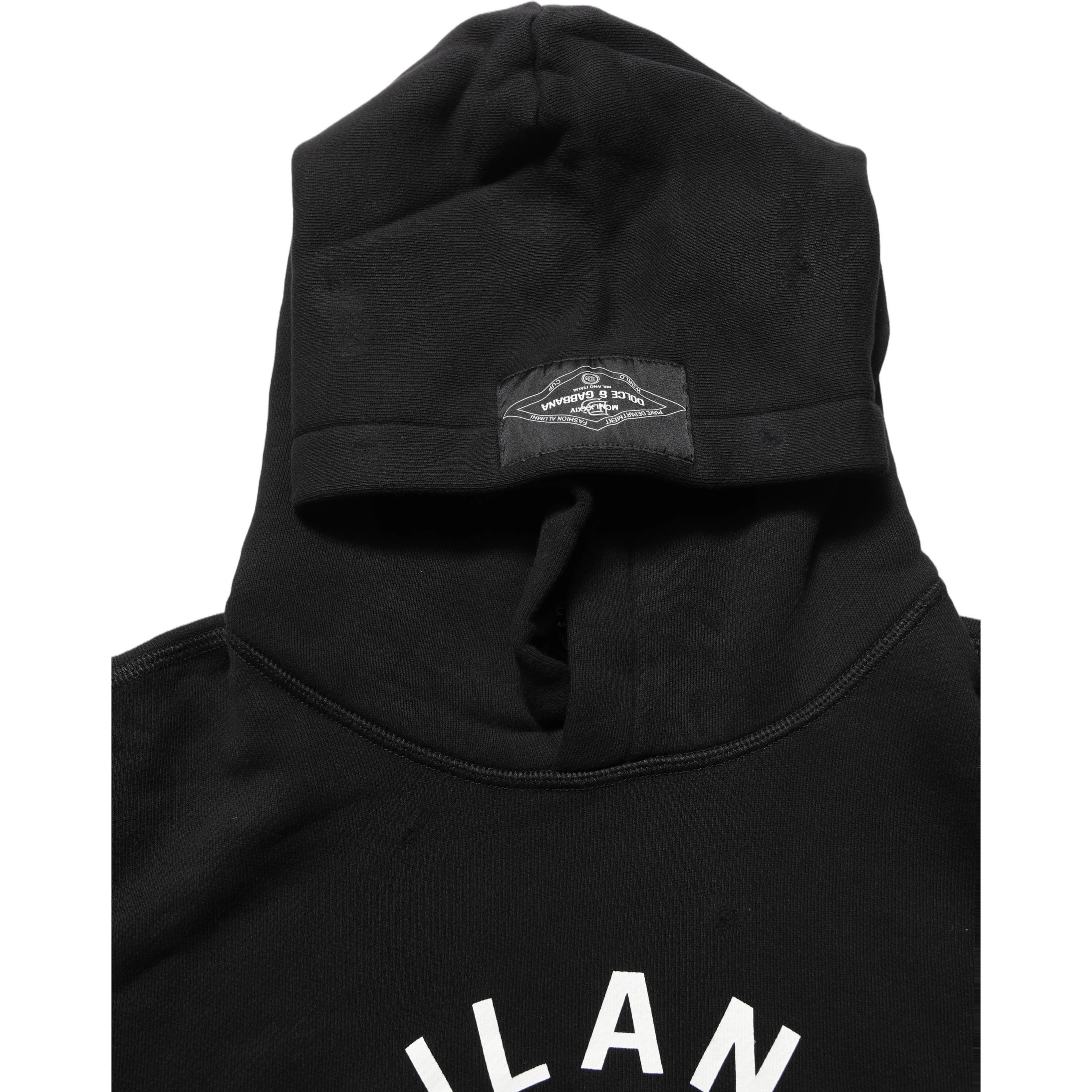 Black Cotton Milano1984 Print Hoodie Sweater