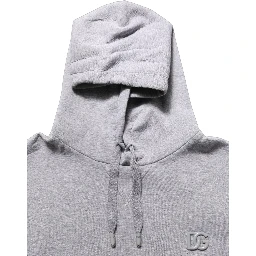 Gray Cotton Logo Hooded Sweatshirt Sweater