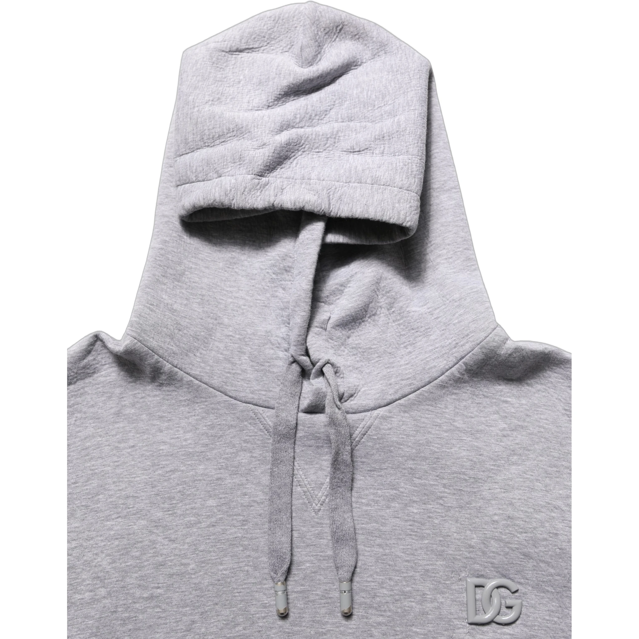 Gray Cotton Logo Hooded Sweatshirt Sweater