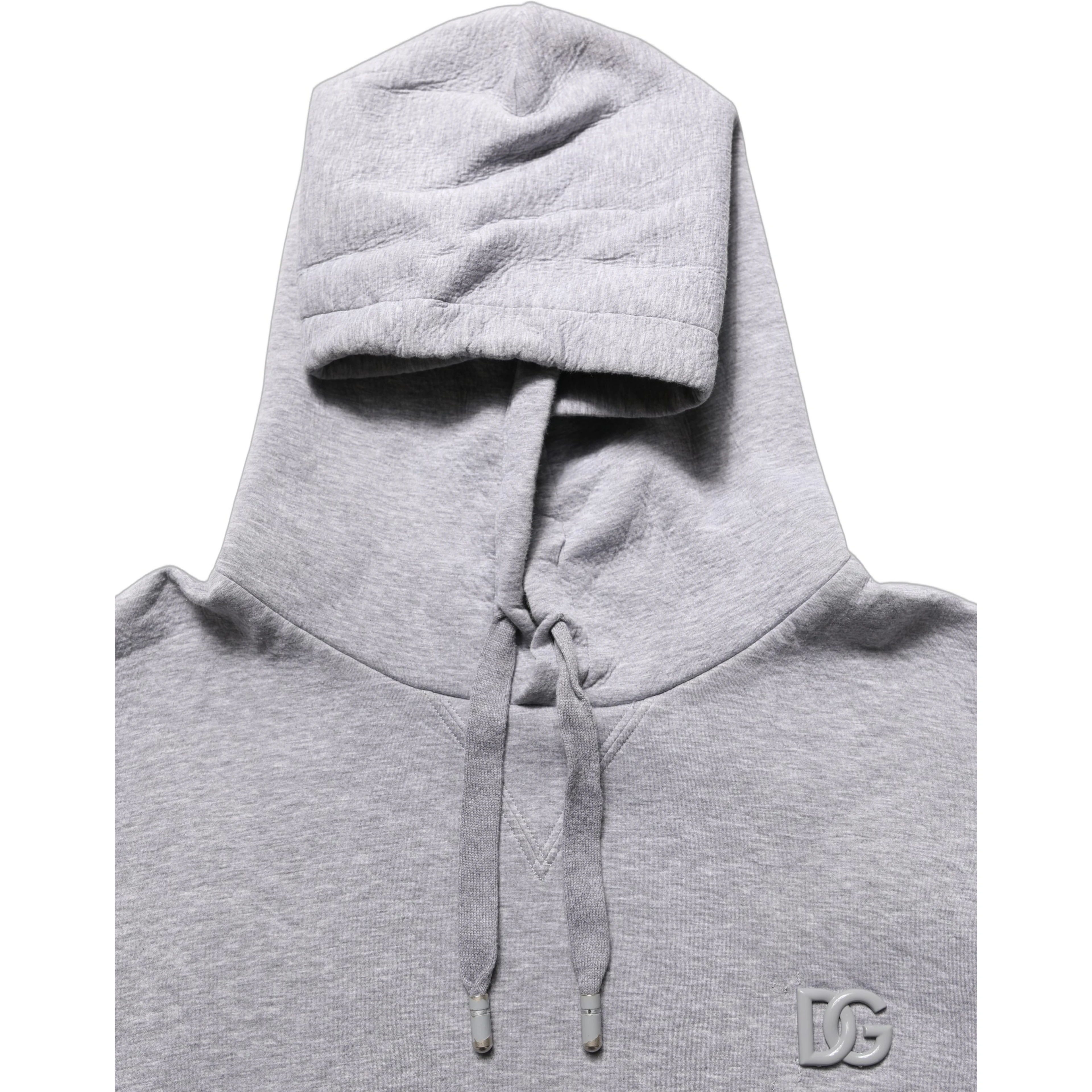 Gray Cotton Logo Hooded Sweatshirt Sweater