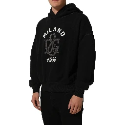 Black Cotton Milano1984 Print Hoodie Sweater