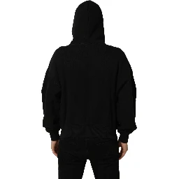 Black Cotton Milano1984 Print Hoodie Sweater