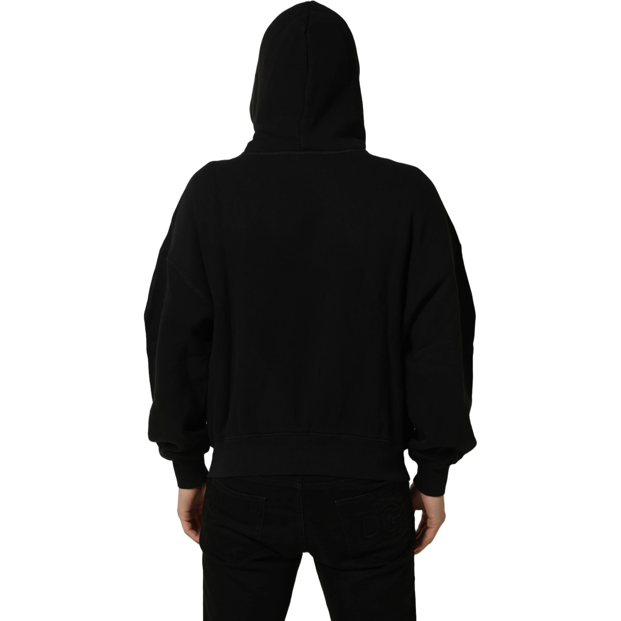 Black Cotton Milano1984 Print Hoodie Sweater