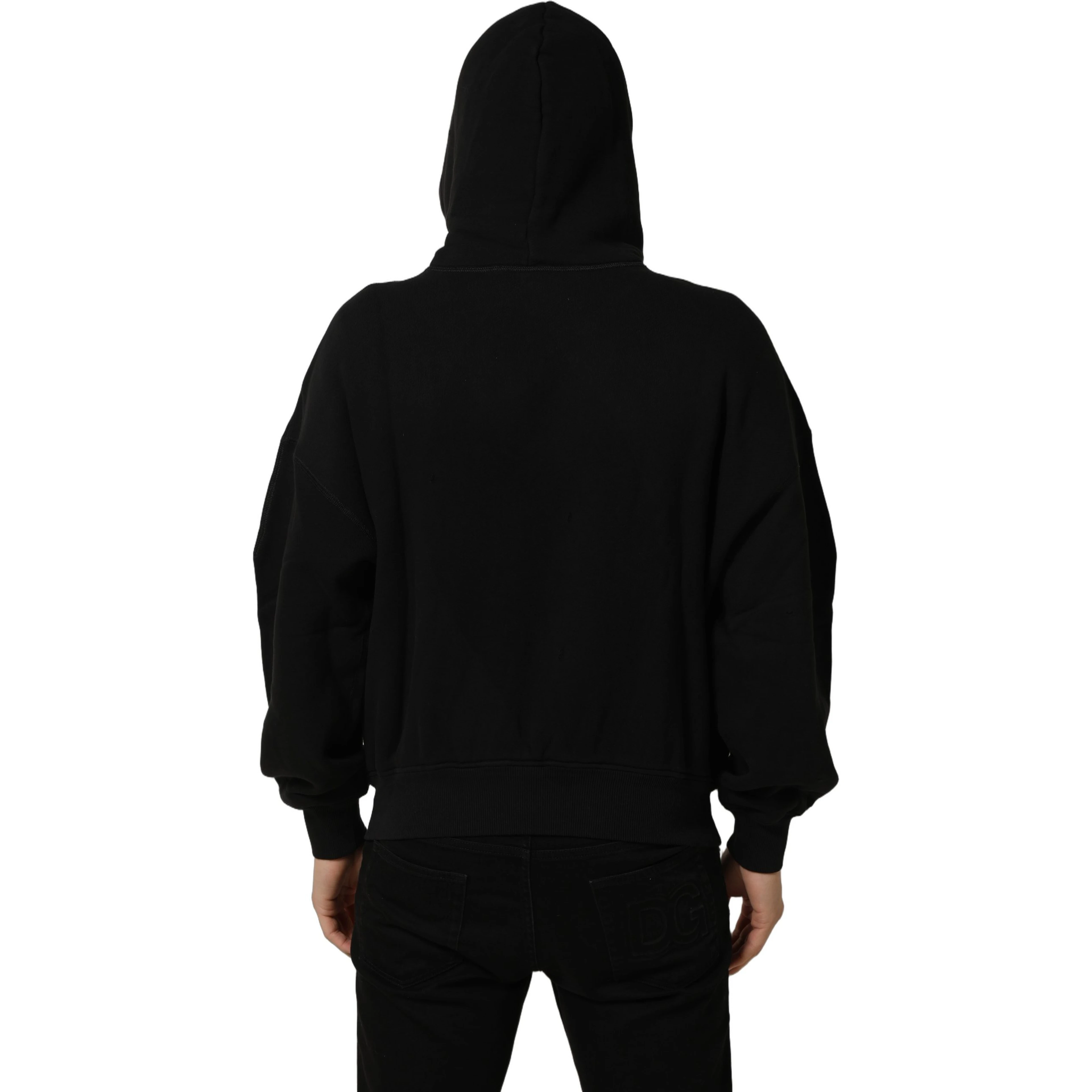 Black Cotton Milano1984 Print Hoodie Sweater
