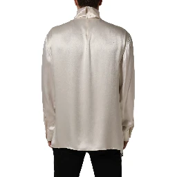 White Silk Long Sleeves Turtleneck Sweater