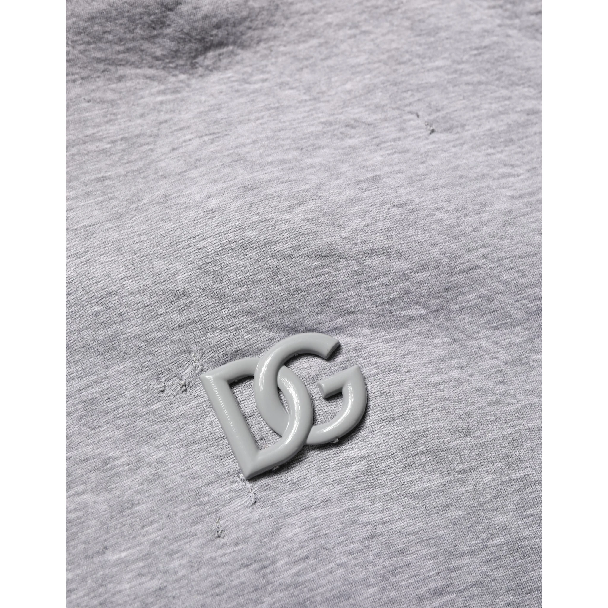Gray Cotton Logo Hooded Sweatshirt Sweater