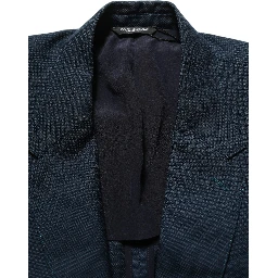 Blue Wool Logo Single Breasted Coat Jacket