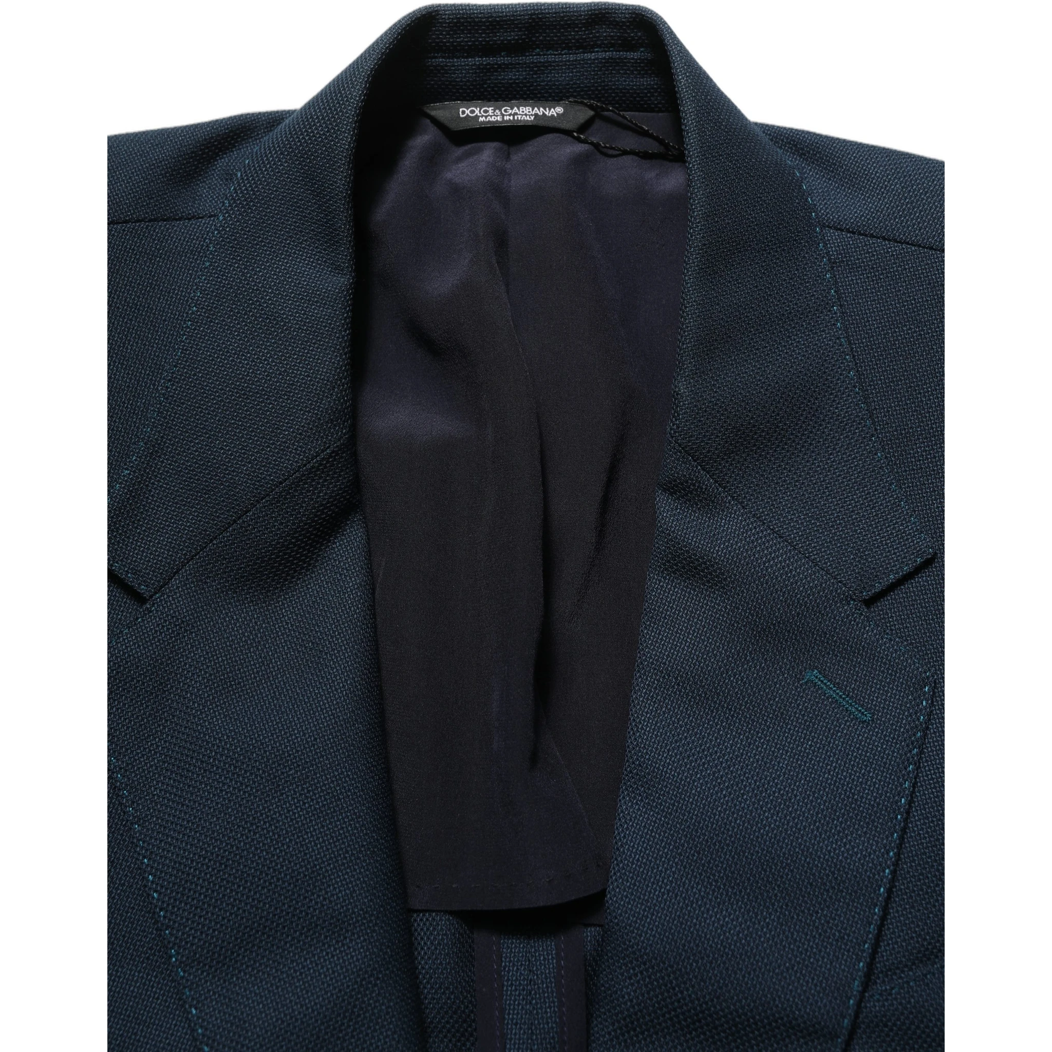Blue Wool Logo Single Breasted Coat Jacket