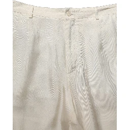 Off White Silk Straight Wide Leg Trouser Pants