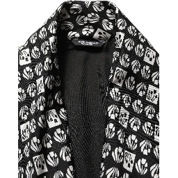 Black White Silk Men Wrap Robe Coat Jacket