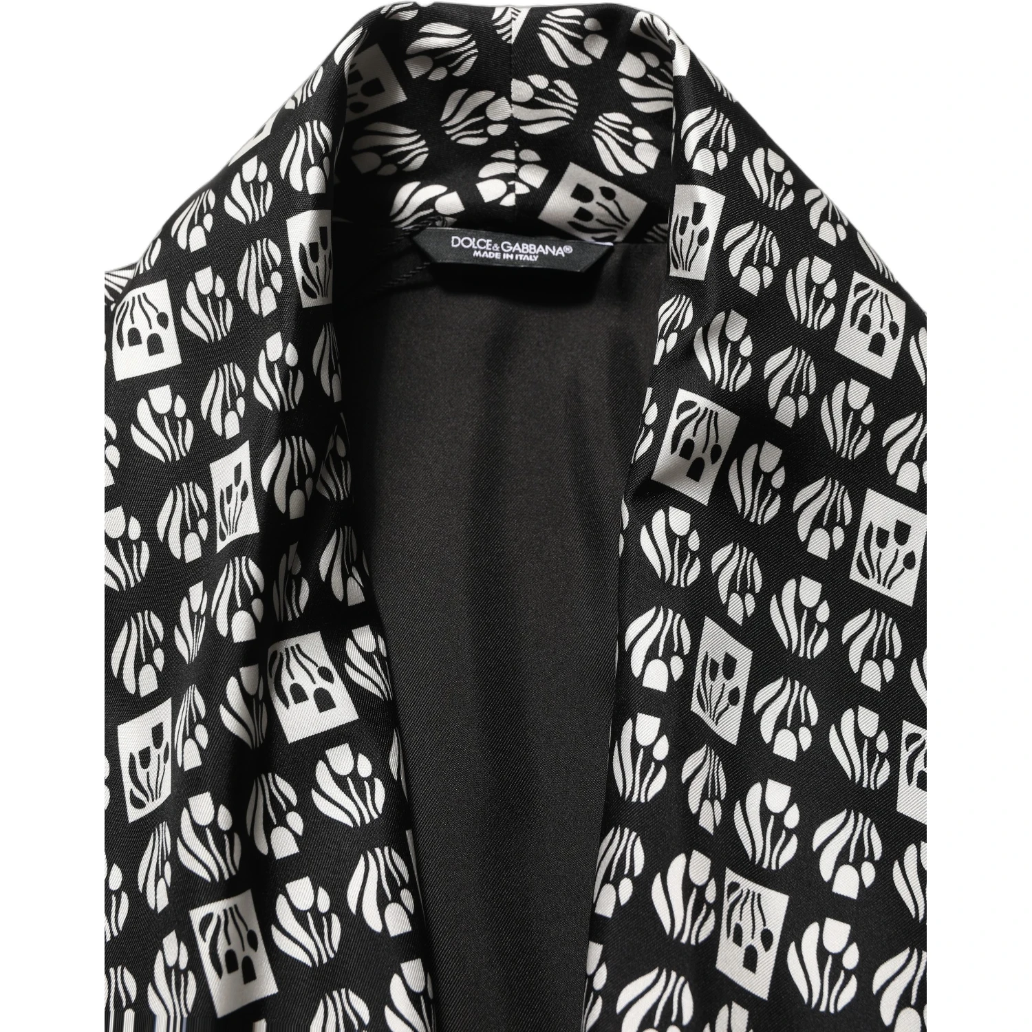 Black White Silk Men Wrap Robe Coat Jacket