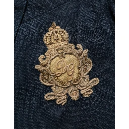 Blue Wool Logo Single Breasted Coat Jacket