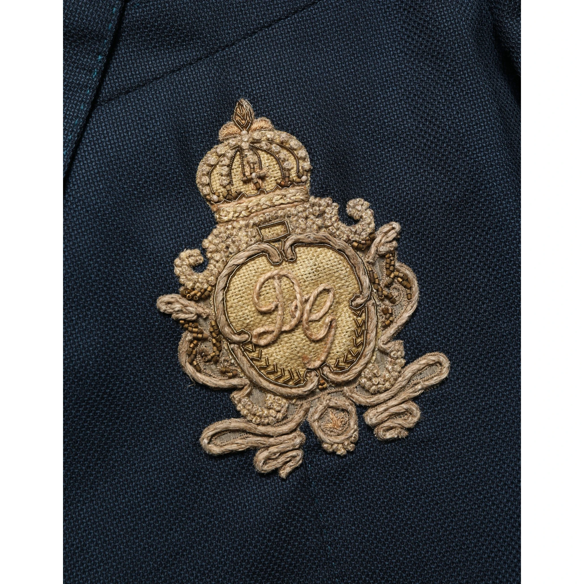 Blue Wool Logo Single Breasted Coat Jacket