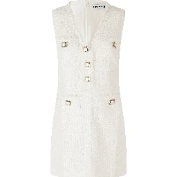CREAM SLEEVELESS BOUCLE MINI DRESS