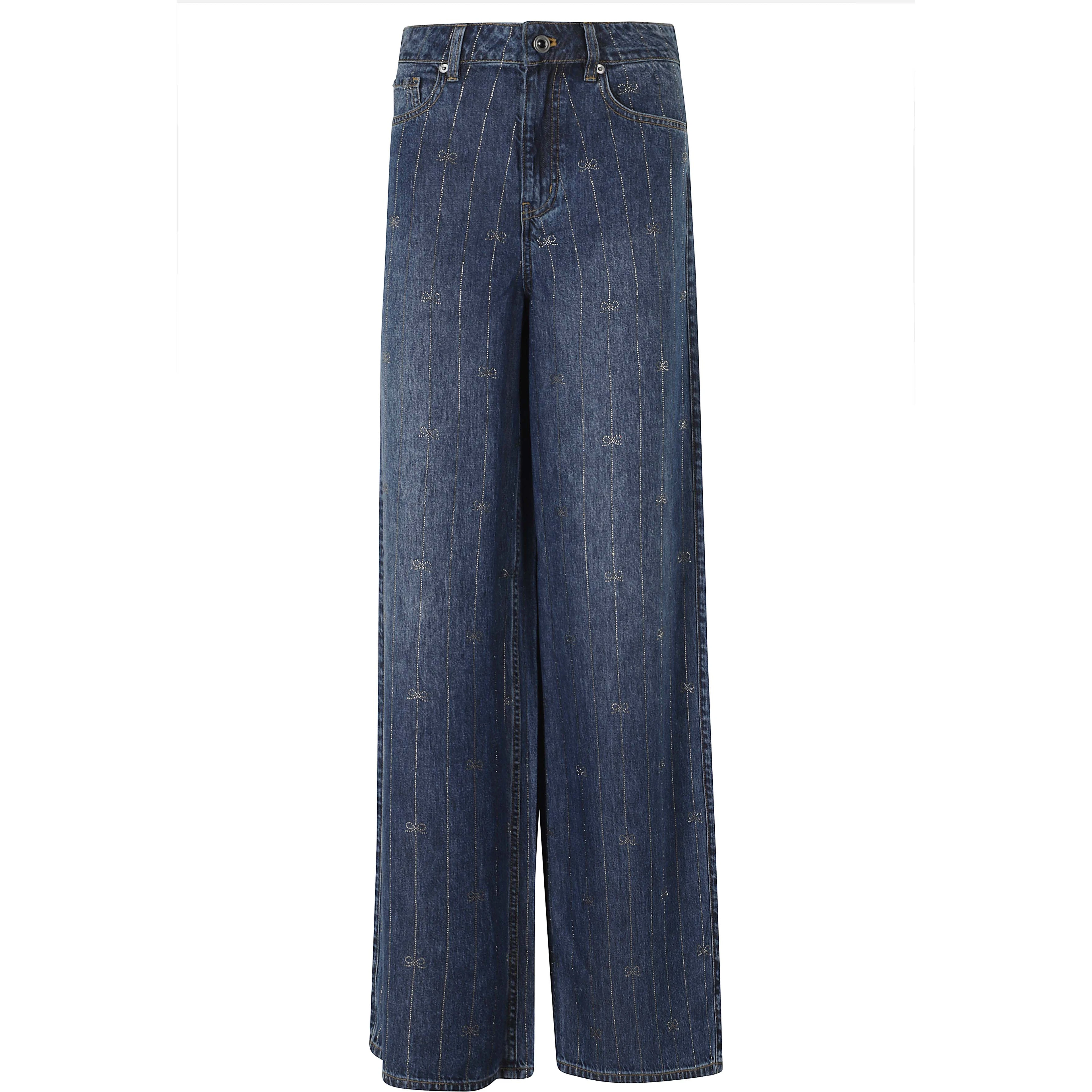 RHINESTONE STRIPE DENIM JEANS