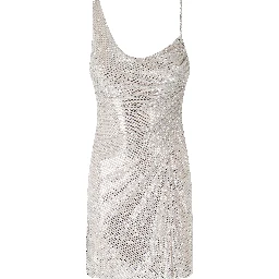 CHAMPAGNE RHINESTONE DRAPED MINI DRESS