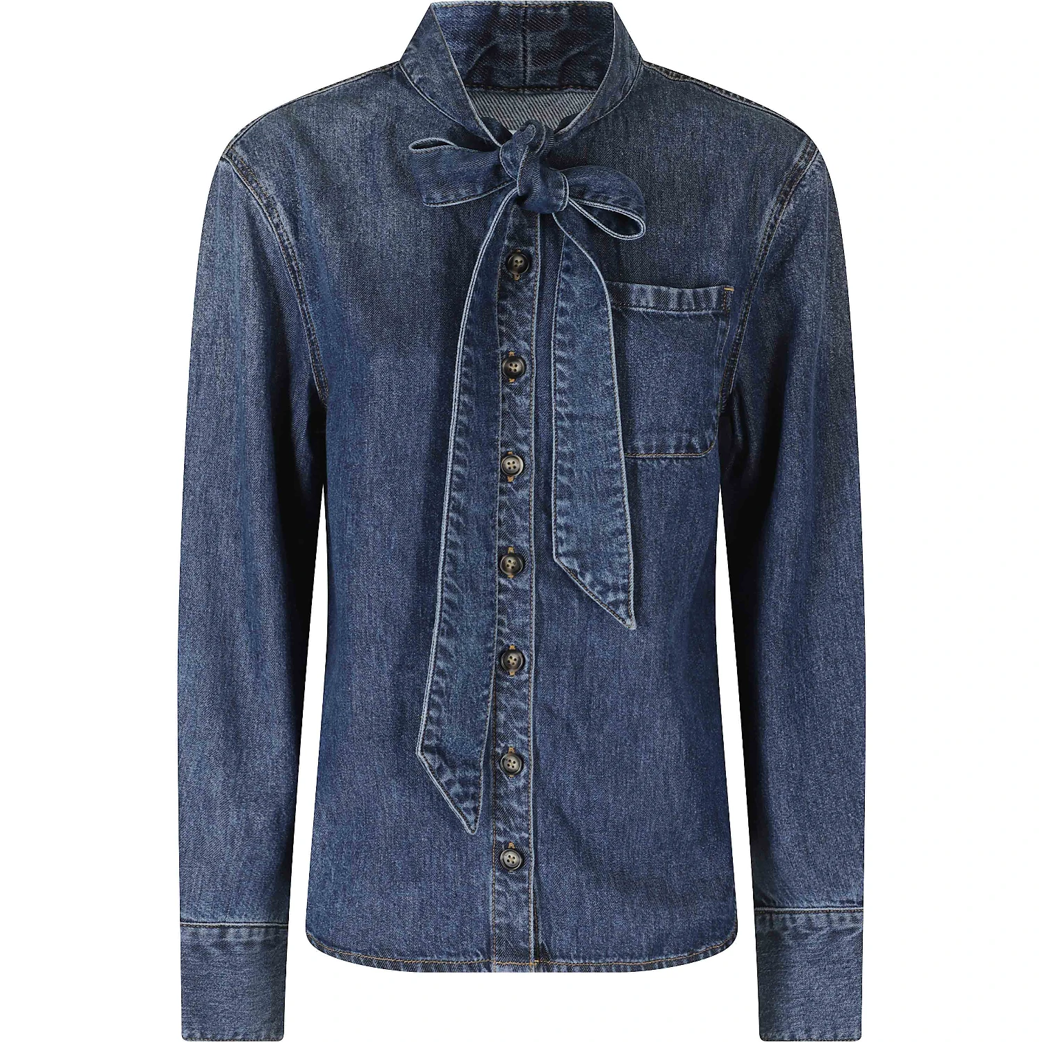 DENIM TIE NECK SHIRT