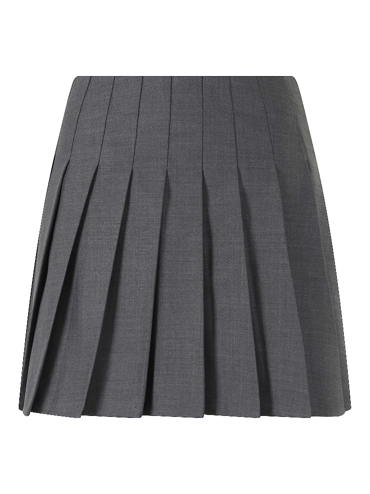 GREY PLEATED MINI SKIRT