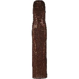BROWN RHINESTONE RACER BACK MAXI DRESS