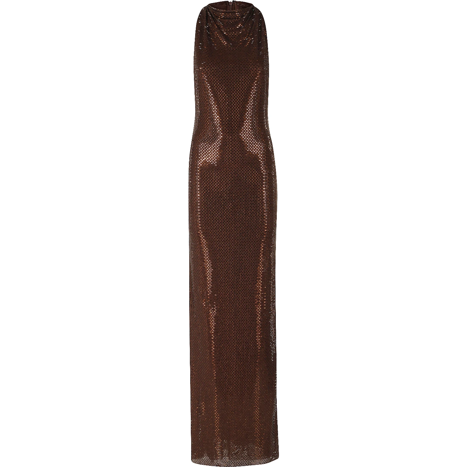 BROWN RHINESTONE RACER BACK MAXI DRESS