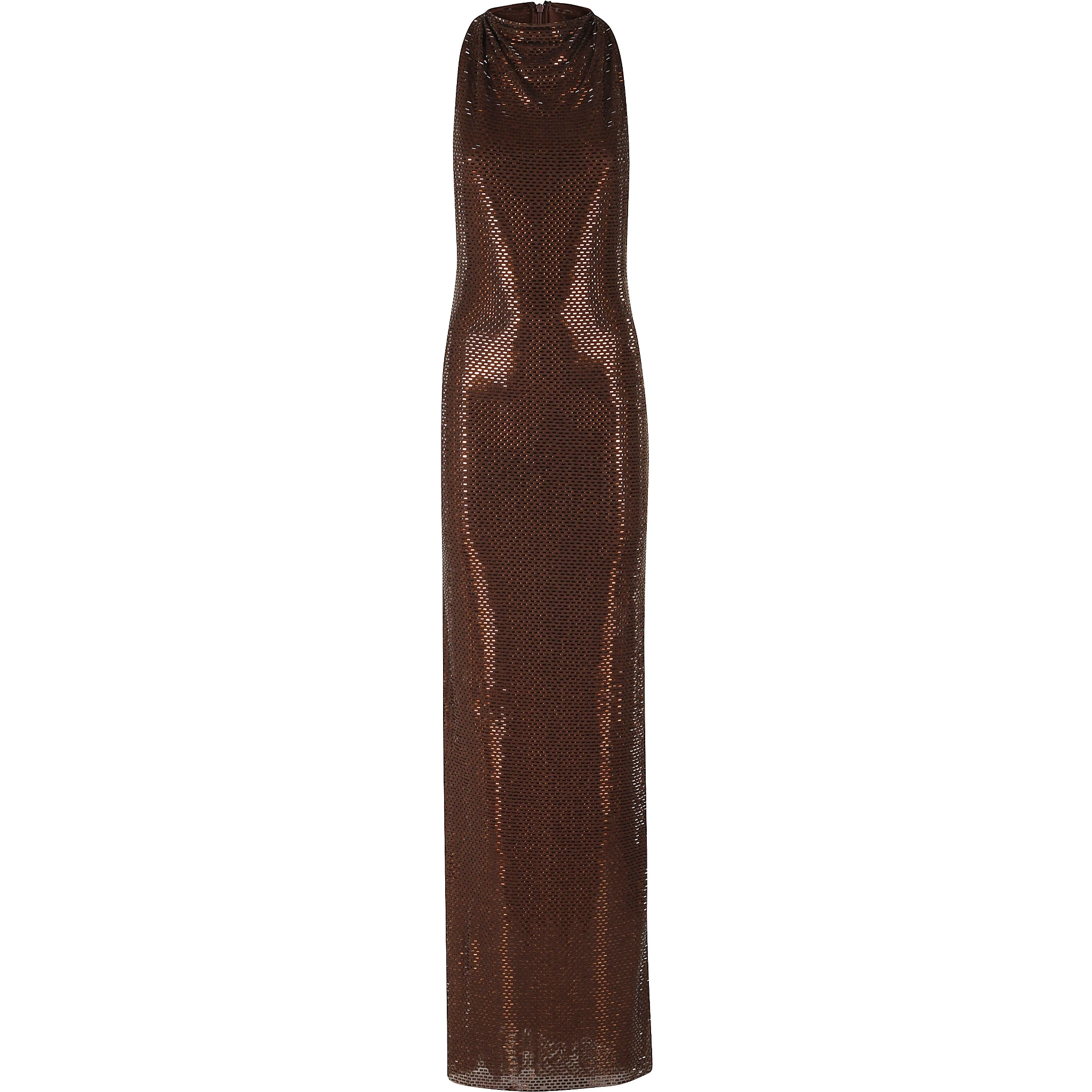 BROWN RHINESTONE RACER BACK MAXI DRESS