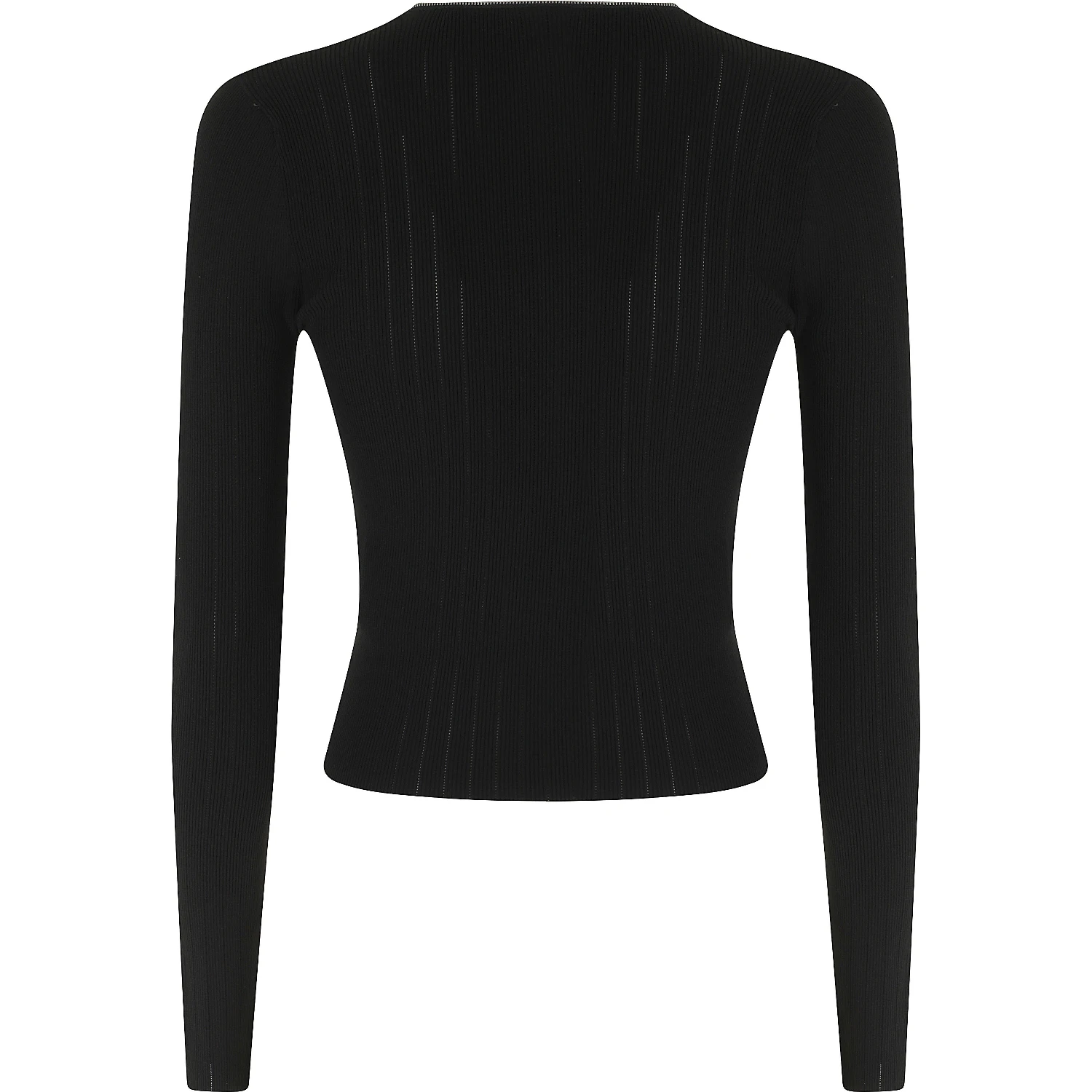 LS V-NECK POINTELLE CARDIGAN W ZIP