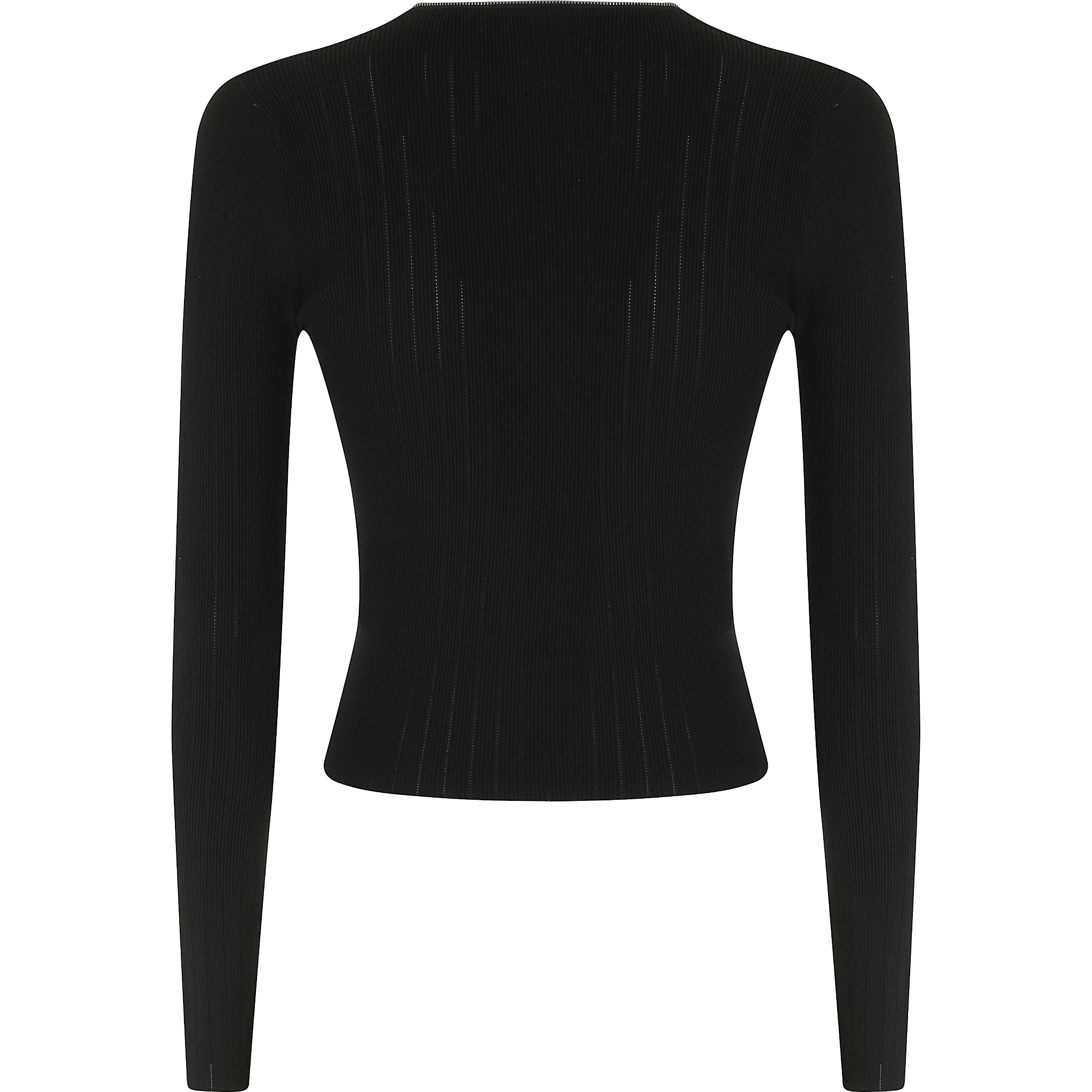 LS V-NECK POINTELLE CARDIGAN W ZIP