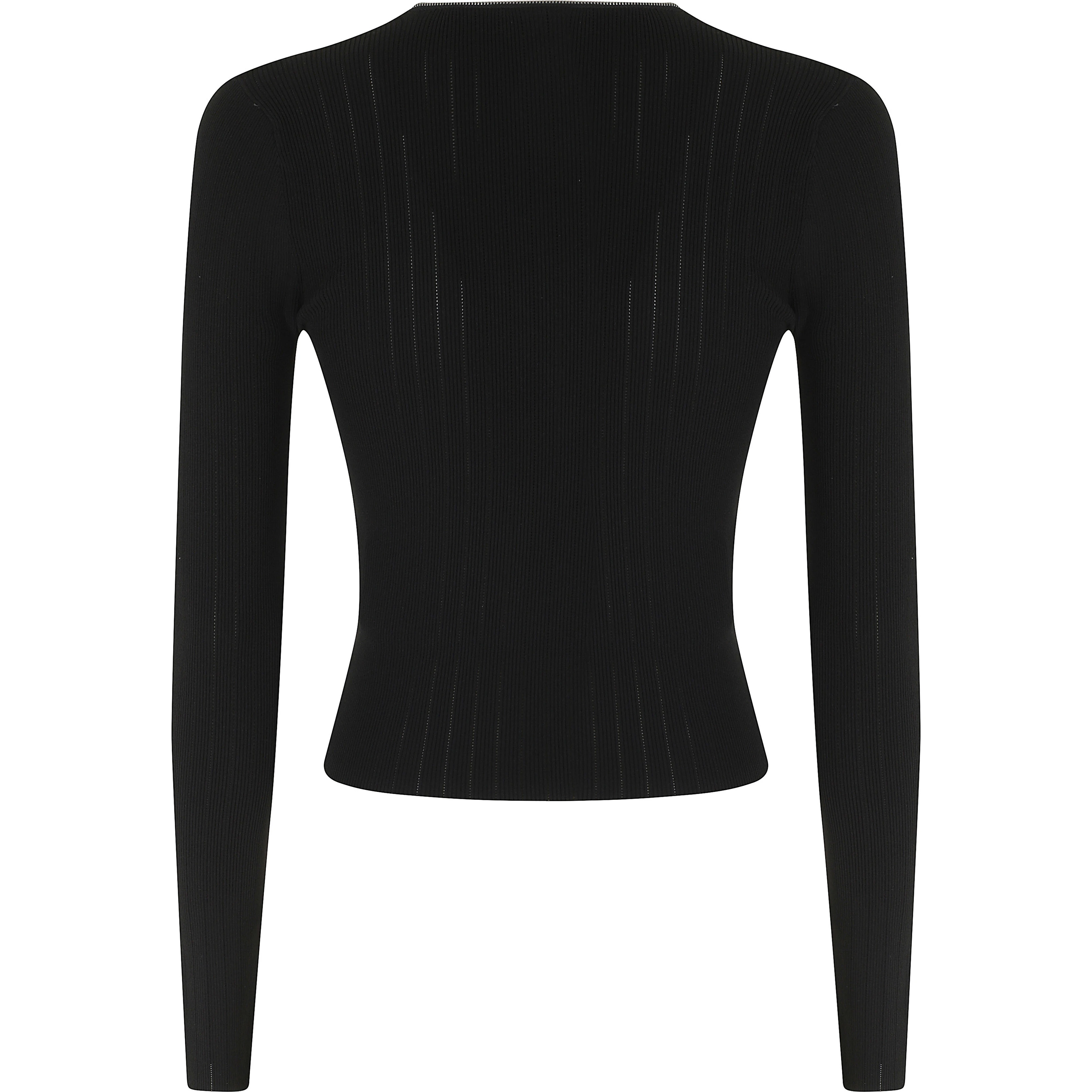 LS V-NECK POINTELLE CARDIGAN W ZIP