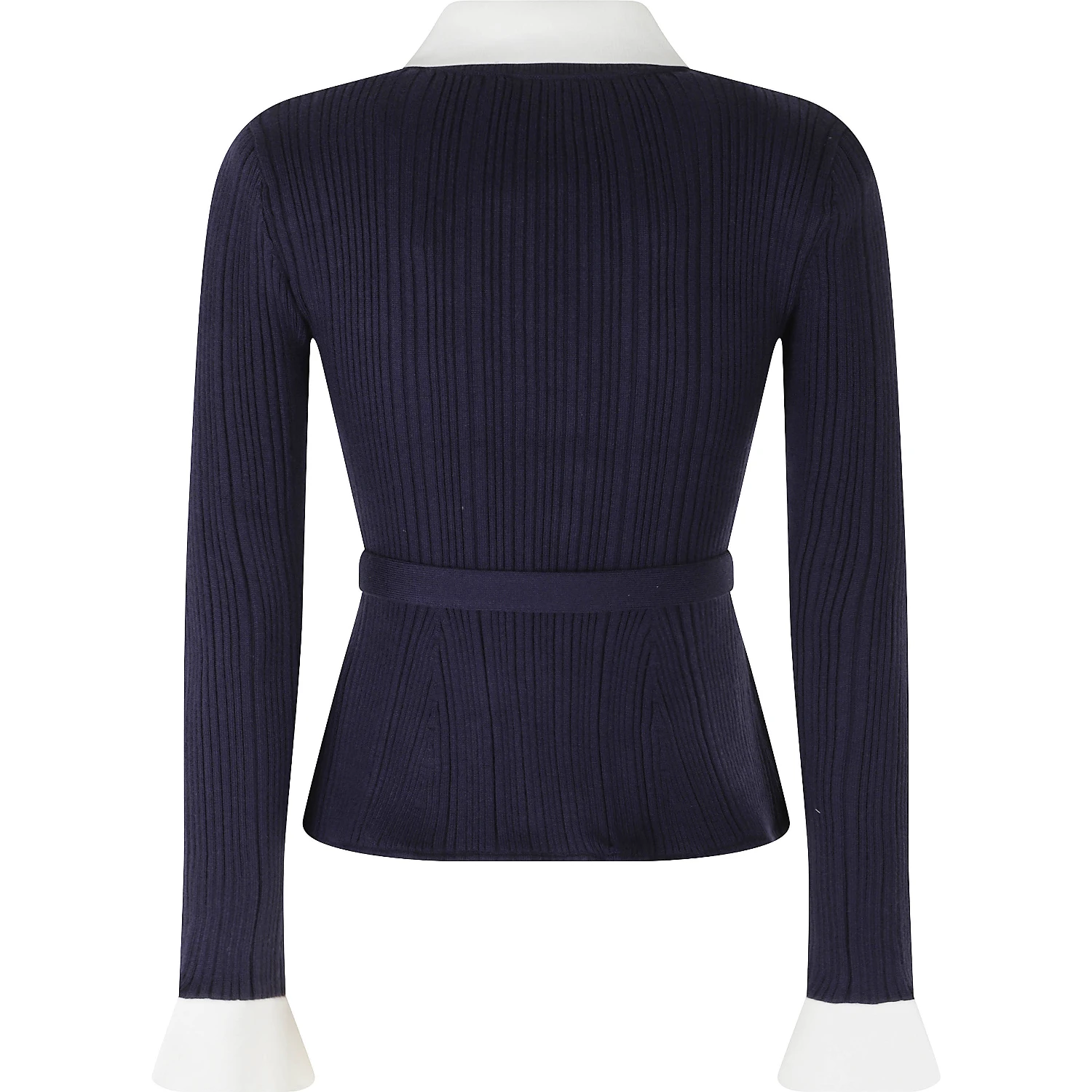 NAVY RIBBED KNIT CARDIGAN