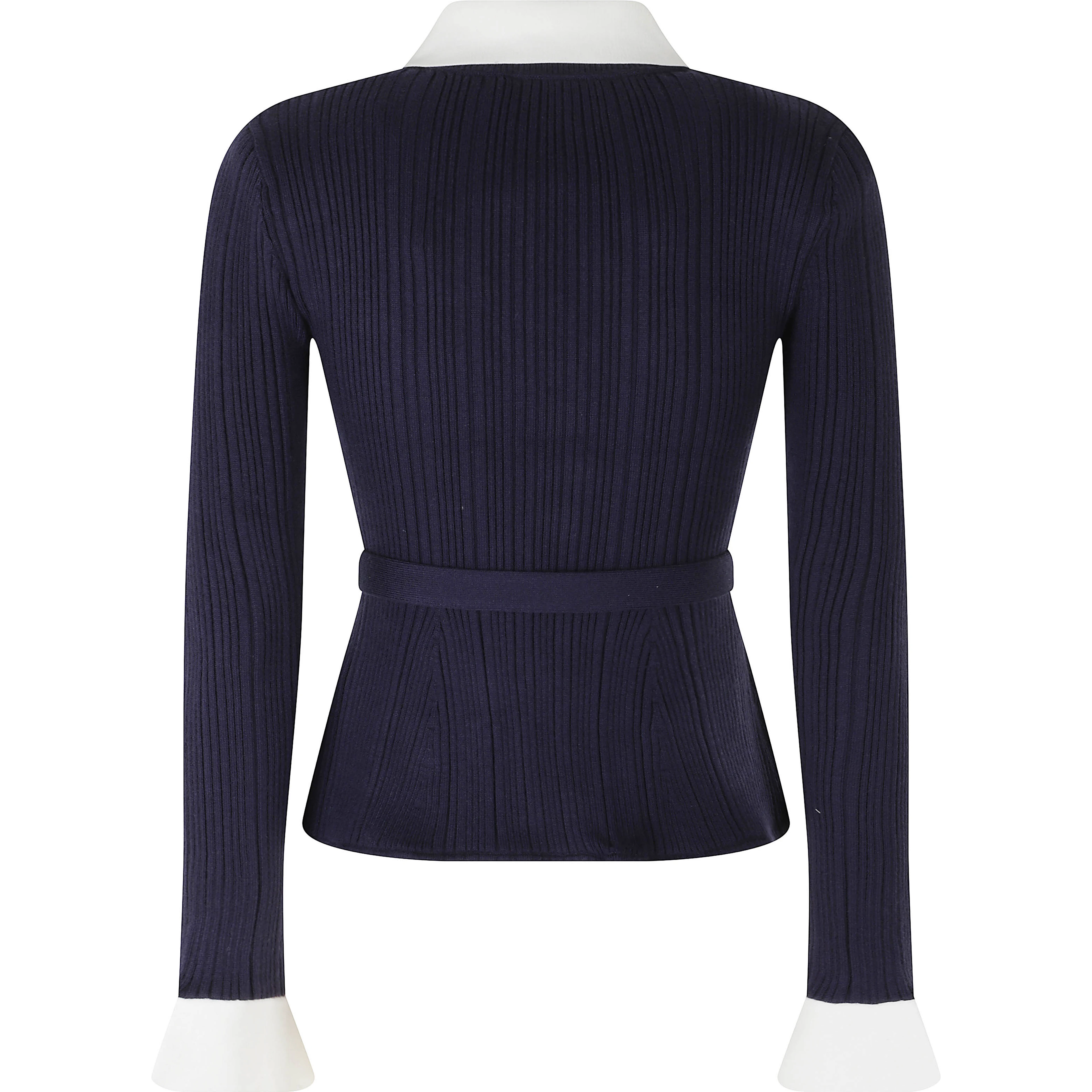 NAVY RIBBED KNIT CARDIGAN