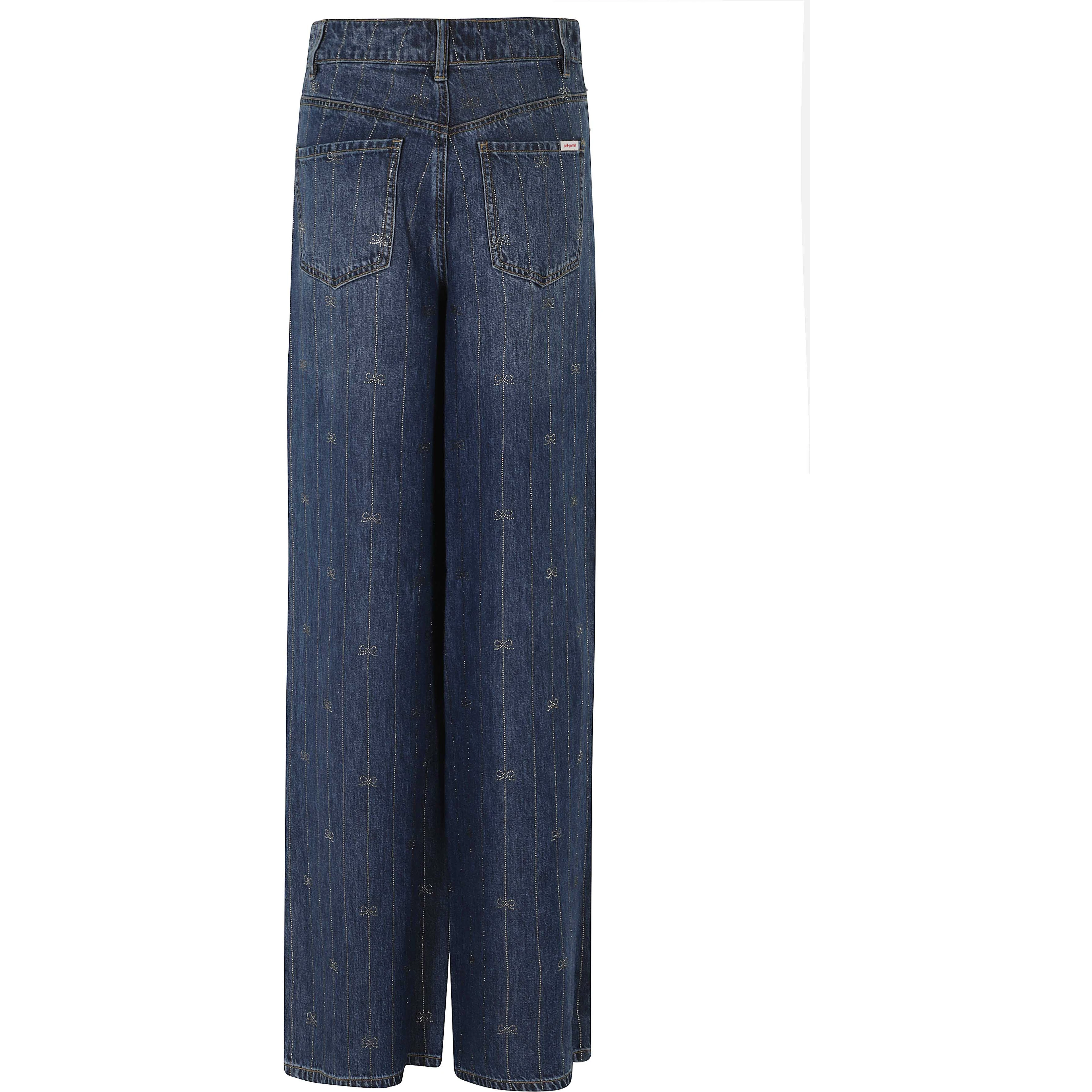 RHINESTONE STRIPE DENIM JEANS
