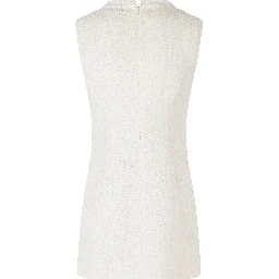 CREAM SLEEVELESS BOUCLE MINI DRESS