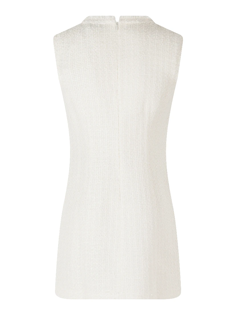 CREAM SLEEVELESS BOUCLE MINI DRESS