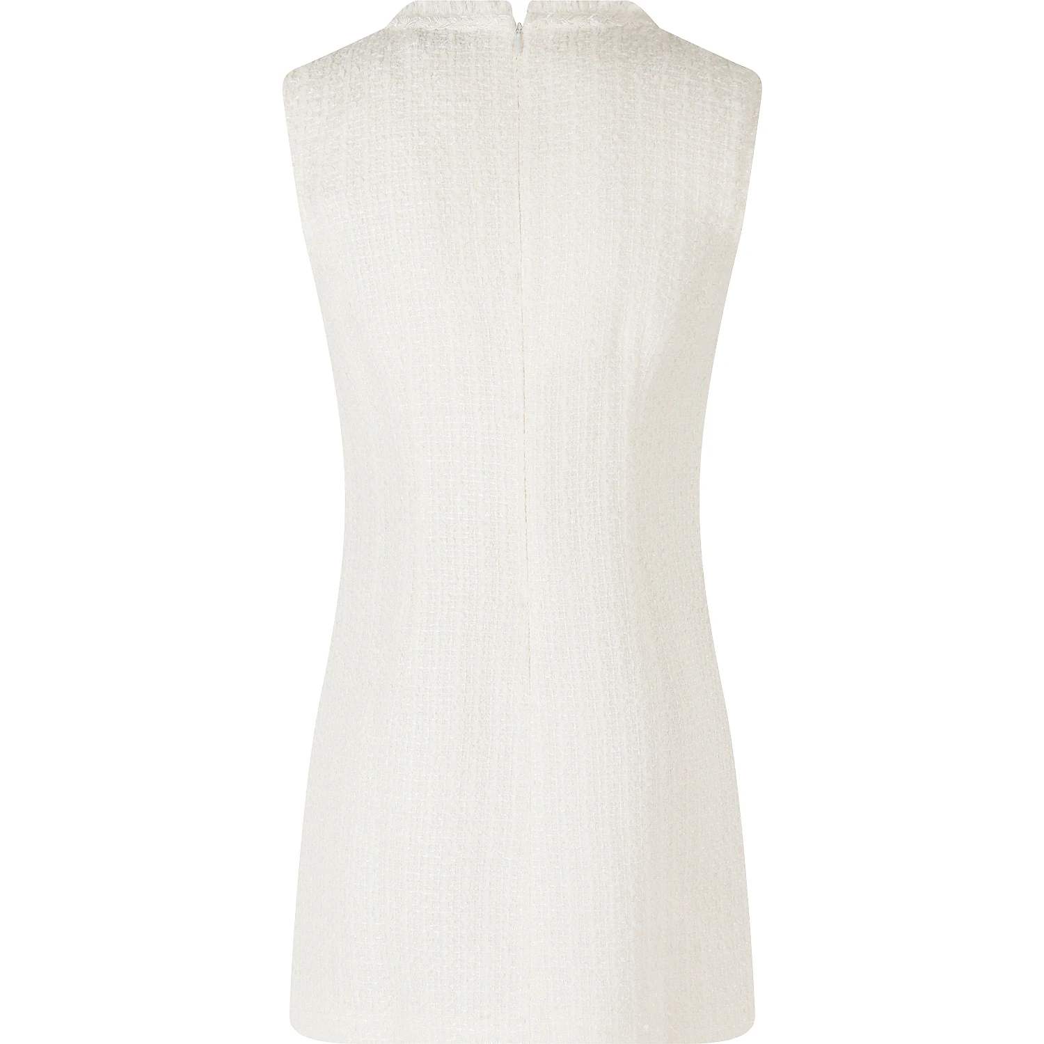 CREAM SLEEVELESS BOUCLE MINI DRESS